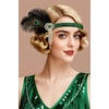 image:imageBABEYOND 1920s Flapper Headband for Women Peacock Feather Rhinestone Gatsby Headpiece Vintage Great Gatsby Costume Accessory GreenGreen