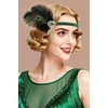 image:imageBABEYOND 1920s Flapper Headband for Women Peacock Feather Rhinestone Gatsby Headpiece Vintage Great Gatsby Costume Accessory GreenGreen