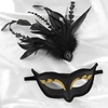 image:imageBABEYOND Black Feather Masquerade Mask with Rhinestones Lace Detailing Elegant Party Accessory for Halloween CostumeBlack Gold