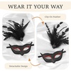 image:imageBABEYOND Black Feather Masquerade Mask with Rhinestones Lace Detailing Elegant Party Accessory for Halloween CostumeBlack Red