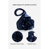 image:imageBABEYOND Clutch Purses for Women  Evening Bags Flower Satin Handbag Classy Wristlet Purse for Party Daily WeddingNavy