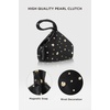 image:imageBABEYOND Clutch Purses for Women  Satin Evening Bag Triangle Purse Pearl Handbag for Wedding Prom PartyBlack With Golden Rivets