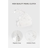 image:imageBABEYOND Clutch Purses for Women  Satin Evening Bag Triangle Purse Pearl Handbag for Wedding Prom PartyWhite