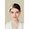 image:imageBABEYOND Fascinator Hair Clip for Women  Tea Party Kentucky Elegant Chic Mesh Feather Flower Bridal Wedding HeadpieceBeige