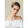 image:imageBABEYOND Fascinator Hair Clip for Women  Tea Party Kentucky Elegant Chic Mesh Feather Flower Bridal Wedding HeadpieceGold