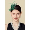image:imageBABEYOND Fascinator Hair Clip for Women  Tea Party Kentucky Elegant Chic Mesh Feather Flower Bridal Wedding HeadpieceGreen