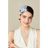 image:imageBABEYOND Fascinator Hair Clip for Women  Tea Party Kentucky Elegant Chic Mesh Feather Flower Bridal Wedding HeadpieceLight Blue
