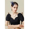 image:imageBABEYOND Fascinator Hair Clip for Women  Tea Party Kentucky Elegant Chic Mesh Feather Flower Bridal Wedding HeadpieceNavy Blue