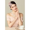 image:imageBABEYOND Fascinator Hair Clip for Women  Tea Party Kentucky Elegant Chic Mesh Feather Flower Bridal Wedding HeadpieceNude Pink