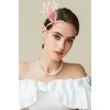 image:imageBABEYOND Fascinator Hair Clip for Women  Tea Party Kentucky Elegant Chic Mesh Feather Flower Bridal Wedding HeadpiecePeach Fuzz