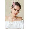 image:imageBABEYOND Fascinator Hair Clip for Women  Tea Party Kentucky Elegant Chic Mesh Feather Flower Bridal Wedding HeadpiecePink