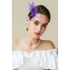 image:imageBABEYOND Fascinator Hair Clip for Women  Tea Party Kentucky Elegant Chic Mesh Feather Flower Bridal Wedding HeadpiecePurple