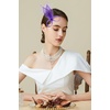 image:imageBABEYOND Fascinator Hair Clip for Women  Tea Party Kentucky Elegant Chic Mesh Feather Flower Bridal Wedding HeadpiecePurple