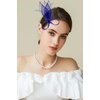 image:imageBABEYOND Fascinator Hair Clip for Women  Tea Party Kentucky Elegant Chic Mesh Feather Flower Bridal Wedding HeadpieceRoyal Blue