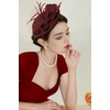 image:imageBABEYOND Fascinators Hats for Women  Tea Party 2026 Kentucky Fascinator Pillbox Derby Hat Sinamay Headband with Hair ClipBurgundy