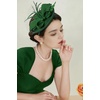 image:imageBABEYOND Fascinators Hats for Women  Tea Party 2026 Kentucky Fascinator Pillbox Derby Hat Sinamay Headband with Hair ClipDark Green