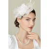 image:imageBABEYOND Fascinators Hats for Women  Tea Party Hats Fascinators Kentucky Tulle Ribbon Derby Headband for Wedding CocktailWhite