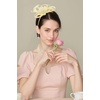 image:imageBABEYOND Fascinators Hats for Women  Tea Party Hats Kentucky Elegant Tulle Feather Bridal Wedding Ribbon Headband Hair ClipBeige