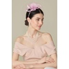 image:imageBABEYOND Fascinators Hats for Women  Tea Party Hats Kentucky Elegant Tulle Feather Bridal Wedding Ribbon Headband Hair ClipLight Pink
