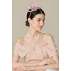 image:imageBABEYOND Fascinators Hats for Women  Tea Party Hats Kentucky Elegant Tulle Feather Bridal Wedding Ribbon Headband Hair ClipNude Pink