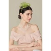 image:imageBABEYOND Fascinators Hats for Women  Tea Party Hats Kentucky Elegant Tulle Feather Bridal Wedding Ribbon Headband Hair ClipOlive Green