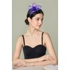 image:imageBABEYOND Fascinators Hats for Women  Tea Party Hats Kentucky Elegant Tulle Feather Bridal Wedding Ribbon Headband Hair ClipPurple