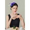 image:imageBABEYOND Fascinators Hats for Women  Tea Party Hats Kentucky Elegant Tulle Feather Bridal Wedding Ribbon Headband Hair ClipPurple