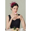 image:imageBABEYOND Fascinators Hats for Women  Tea Party Hats Kentucky Elegant Tulle Feather Bridal Wedding Ribbon Headband Hair ClipWine Red