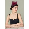image:imageBABEYOND Fascinators Hats for Women  Tea Party Hats Kentucky Elegant Tulle Feather Bridal Wedding Ribbon Headband Hair ClipWine Red