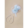 image:imageBABEYOND Fascinators Hats for Women  Tea Party Hats Kentucky Elegant Tulle Mesh Feather Bridal Wedding Headband Hair ClipLight Blue