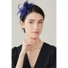 image:imageBABEYOND Fascinators Hats for Women  Tea Party Hats Kentucky Elegant Tulle Mesh Feather Bridal Wedding Headband Hair ClipNavy Blue