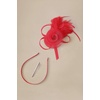 image:imageBABEYOND Fascinators Hats for Women  Tea Party Hats Kentucky Elegant Tulle Mesh Feather Bridal Wedding Headband Hair ClipRed