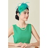 image:imageBABEYOND Fascinators Hats for Women  Tea Party Hats Kentucky Elegant Tulle Mesh Feather Bridal Wedding Headband Hair ClipTeal