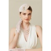 image:imageBABEYOND Fascinators Hats for Women  Tea Party Kentucky Fascinator Derby Flower Pillbox Hat with Pearls for Bridal WeddingBeige