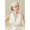 image:imageBABEYOND Fascinators Hats for Women  Tea Party Kentucky Fascinator Derby Flower Pillbox Hat with Pearls for Bridal WeddingBeige