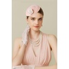 image:imageBABEYOND Fascinators Hats for Women  Tea Party Kentucky Fascinator Derby Flower Pillbox Hat with Pearls for Bridal WeddingLight Pink