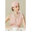 image:imageBABEYOND Fascinators Hats for Women  Tea Party Kentucky Fascinator Derby Flower Pillbox Hat with Pearls for Bridal WeddingLight Pink