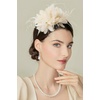 image:imageBABEYOND Fascinators Hats for Women  Tea Party Kentucky Fascinator Derby Hat Feather Beads Headband for Wedding CocktailBeige