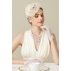 image:imageBABEYOND Fascinators Hats for Women  Tea Party Kentucky Fascinator Derby Knot Tulle Pillbox Church Hat for Bridal WeddingBeige