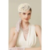 image:imageBABEYOND Fascinators Hats for Women  Tea Party Kentucky Fascinator Derby Knot Tulle Pillbox Church Hat for Bridal WeddingBeige
