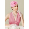 image:imageBABEYOND Fascinators Hats for Women  Tea Party Kentucky Fascinator Derby Knot Tulle Pillbox Church Hat for Bridal WeddingPink
