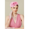 image:imageBABEYOND Fascinators Hats for Women  Tea Party Kentucky Fascinator Derby Knot Tulle Pillbox Church Hat for Bridal WeddingPink