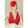 image:imageBABEYOND Fascinators Hats for Women  Tea Party Kentucky Fascinator Derby Knot Tulle Pillbox Church Hat for Bridal WeddingRed