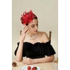image:imageBABEYOND Fascinators Hats for Women  Tea Party Kentucky Fascinator Flower Derby Hat Linen Feathers Headband with Hair ClipRed