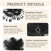 image:imageBABEYOND Feather Masquerade Mask for Women Detachable Feather Handmade Costume Mask for Party Performance PhotographyBlack