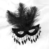 image:imageBABEYOND Feather Masquerade Mask for Women Detachable Feather Handmade Costume Mask for Party Performance PhotographyBlack