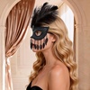 image:imageBABEYOND Feather Masquerade Mask for Women Detachable Feather Handmade Costume Mask for Party Performance PhotographyBlack