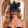 image:imageBABEYOND Feather Masquerade Mask for Women Detachable Feather Handmade Costume Mask for Party Performance PhotographyBlack