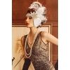 image:imageBABEYOND Flapper Headpiece for Women  1920s Headband Roaring 20s Gatsby Accessories Peacock Feather Tassel ChainBeigeBeige