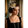 image:imageBABEYOND Flapper Headpiece for Women  1920s Headband Roaring 20s Great Gatsby Accessories Rhinestone Feather Hair ClipBlack Gold